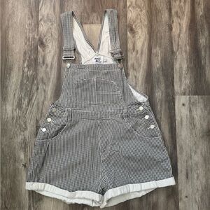 Princess Poly Black & White Gingham Short Overalls